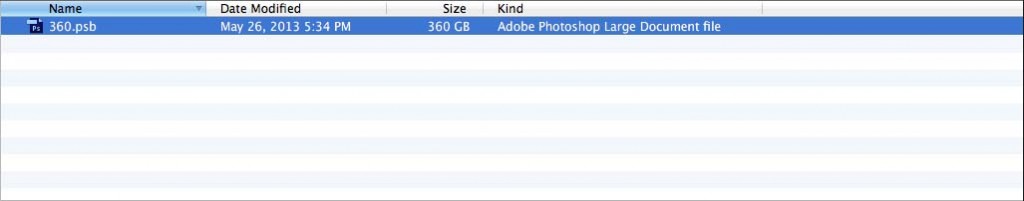 File size: 360GB Photoshop PSB